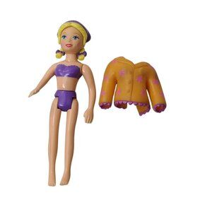 Vintage Polly Pocket Doll Mattel Y2K Blonde Figure With Star Jacket Outfit 3.5"